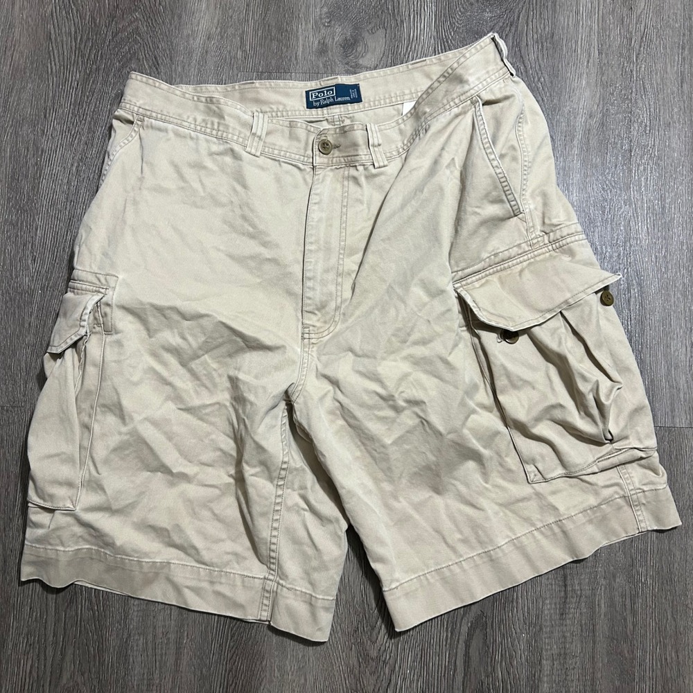 Polo Ralph Lauren Cargo Shorts 38 Tan Classic 67 Chino Cotton Twill 10" Inseam